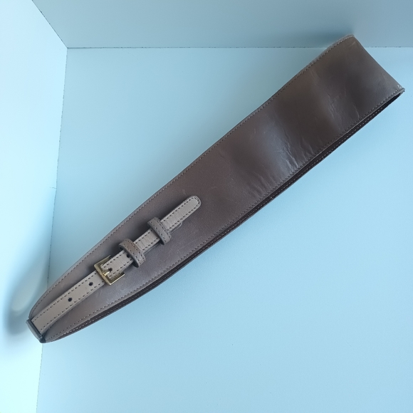 M&S X Twiggy Waist Belt Large Light Brown Leather Double Buckle 34 - 36.5 inch - Picture 6 of 7